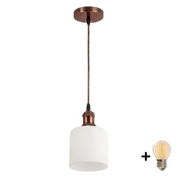Brilagi - LED Lustr na lanku RETRO GLASS 1xE27/60W/230V pr. 13 cm měděná/bílá