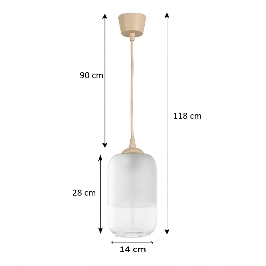 BRILAGI - LED Lustr na lanku RETRO GLASS 1xE27/60W/230V pr. 14 cm béžová/bílá
