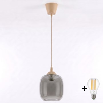 Brilagi - LED Lustr na lanku RETRO GLASS 1xE27/60W/230V pr. 14 cm béžová/kouřová šedá