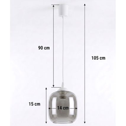 Brilagi - LED Lustr na lanku RETRO GLASS 1xE27/60W/230V pr. 14 cm bílá/kouřová šedá