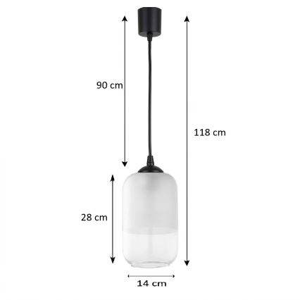 Brilagi - LED Lustr na lanku RETRO GLASS 1xE27/60W/230V pr. 14 cm černá/bílá