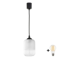 Brilagi - LED Lustr na lanku RETRO GLASS 1xE27/60W/230V pr. 14 cm černá/bílá