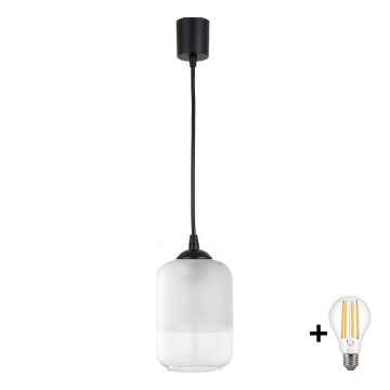 Brilagi - LED Lustr na lanku RETRO GLASS 1xE27/60W/230V pr. 14 cm černá/bílá