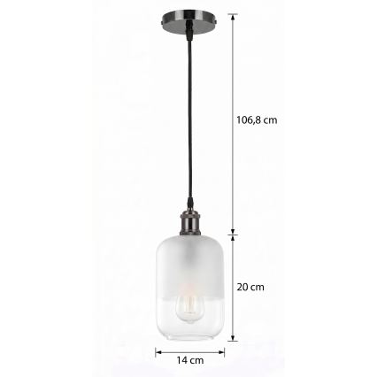 BRILAGI - LED Lustr na lanku RETRO GLASS 1xE27/60W/230V pr. 14 cm černá/bílá
