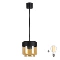 Brilagi - LED Lustr na lanku RETRO GLASS 1xE27/60W/230V pr. 14 cm černá/kouřová béžová