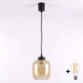 Brilagi - LED Lustr na lanku RETRO GLASS 1xE27/60W/230V pr. 14 cm černá/kouřová hnědá
