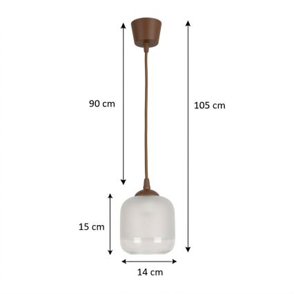 Brilagi - LED Lustr na lanku RETRO GLASS 1xE27/60W/230V pr. 14 cm hnědá/bílá