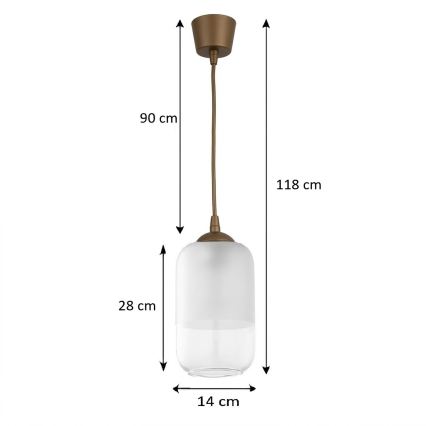 Brilagi - LED Lustr na lanku RETRO GLASS 1xE27/60W/230V pr. 14 cm hnědá/bílá