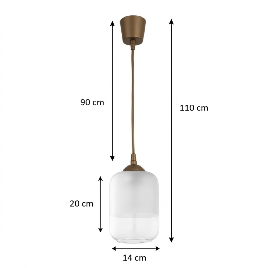 BRILAGI - LED Lustr na lanku RETRO GLASS 1xE27/60W/230V pr. 14 cm hnědá/bílá