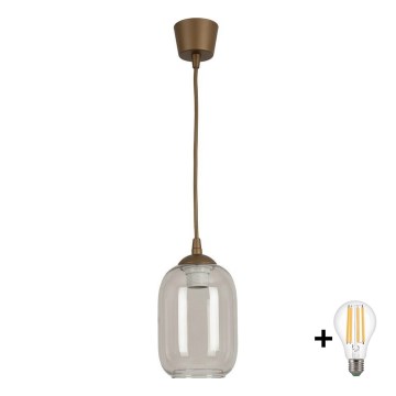 Brilagi - LED Lustr na lanku RETRO GLASS 1xE27/60W/230V pr. 14 cm hnědá/kouřová šedá
