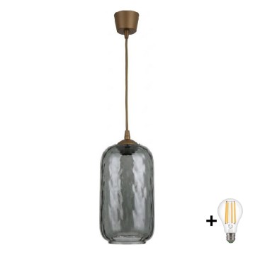 BRILAGI - LED Lustr na lanku RETRO GLASS 1xE27/60W/230V pr. 14 cm hnědá/kouřová šedá