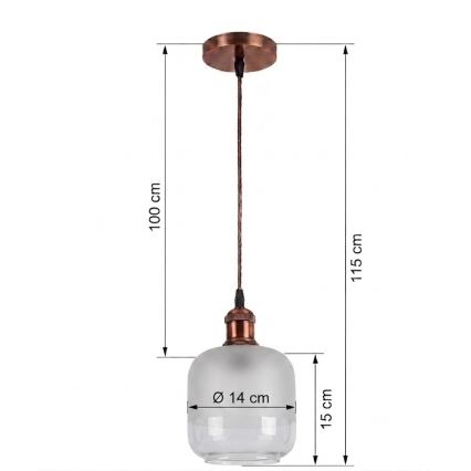 Brilagi - LED Lustr na lanku RETRO GLASS 1xE27/60W/230V pr. 14 cm měděná/bílá