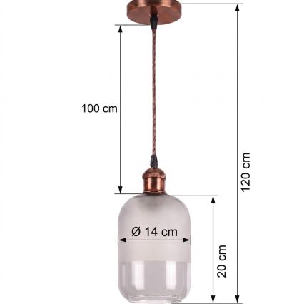 Brilagi - LED Lustr na lanku RETRO GLASS 1xE27/60W/230V pr. 14 cm měděná/bílá