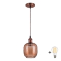 Brilagi - LED Lustr na lanku RETRO GLASS 1xE27/60W/230V pr. 14 cm měděná/kouřová hnědá