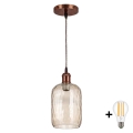 Brilagi - LED Lustr na lanku RETRO GLASS 1xE27/60W/230V pr. 14 cm měděná/kouřová hnědá