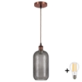 Brilagi - LED Lustr na lanku RETRO GLASS 1xE27/60W/230V pr. 14 cm měděná/kouřová šedá