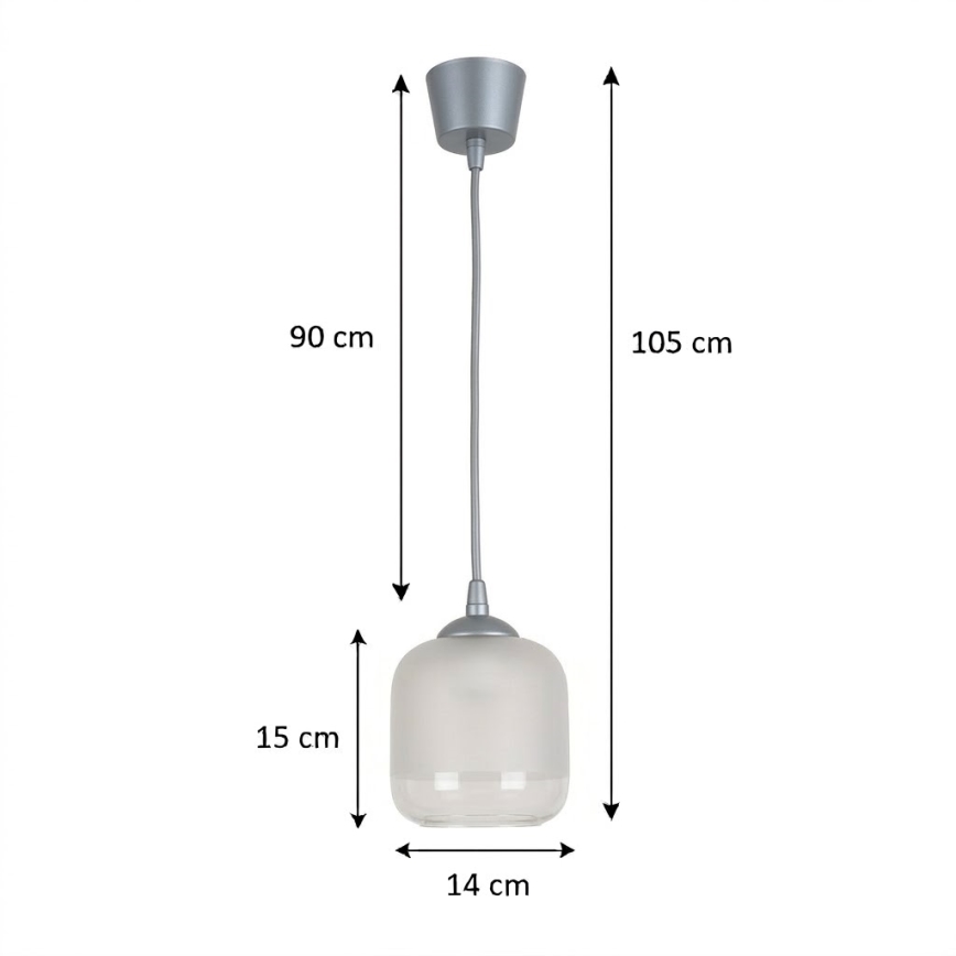Brilagi - LED Lustr na lanku RETRO GLASS 1xE27/60W/230V pr. 14 cm stříbrná/bílá