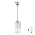 Brilagi - LED Lustr na lanku RETRO GLASS 1xE27/60W/230V pr. 14 cm stříbrná/bílá