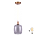 BRILAGI - LED Lustr na lanku RETRO GLASS 1xE27/60W/230V pr. 14 cm zlatá/kouřová šedá