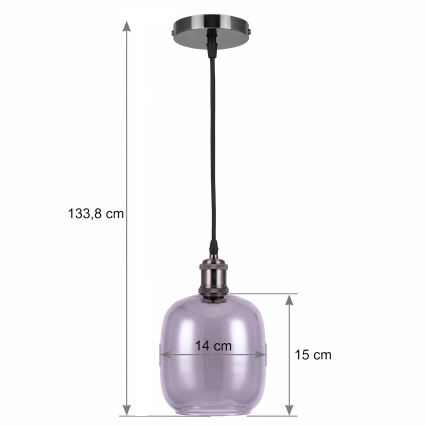 BRILAGI - LED Lustr na lanku RETRO GLASS 1xE27/60W/230V pr. 14 cm černá/kouřová šedá