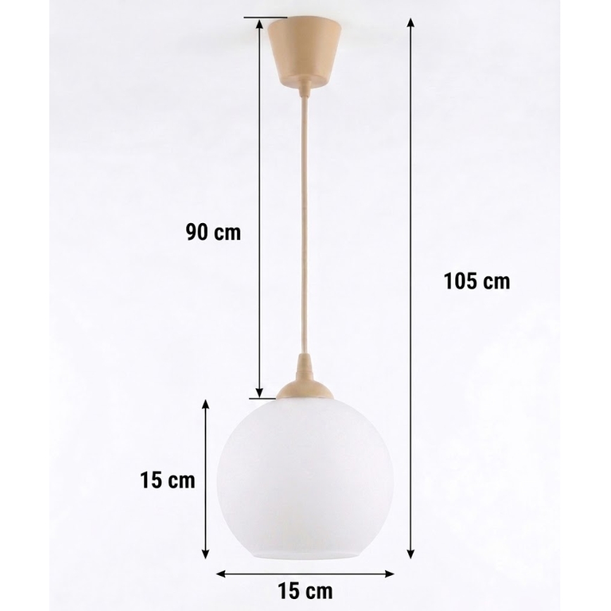 Brilagi - LED Lustr na lanku RETRO GLASS 1xE27/60W/230V pr. 15 cm béžová/bílá