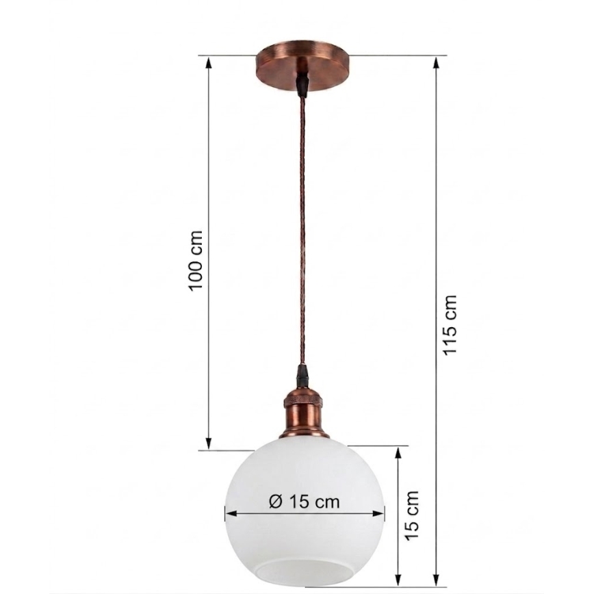 Brilagi - LED Lustr na lanku RETRO GLASS 1xE27/60W/230V pr. 15 cm bílá