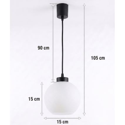 Brilagi - LED Lustr na lanku RETRO GLASS 1xE27/60W/230V pr. 15 cm černá/bílá