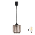 Brilagi - LED Lustr na lanku RETRO GLASS 1xE27/60W/230V pr. 15 cm černá/kouřová béžová