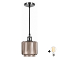 BRILAGI - LED Lustr na lanku RETRO GLASS 1xE27/60W/230V pr. 15 cm černá/kouřová béžová