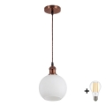 Brilagi - LED Lustr na lanku RETRO GLASS 1xE27/60W/230V pr. 15 cm měděná/bílá