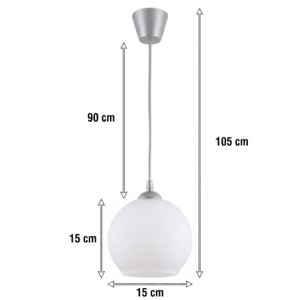 Brilagi - LED Lustr na lanku RETRO GLASS 1xE27/60W/230V pr. 15 cm stříbrná/bílá
