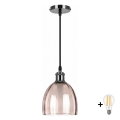 BRILAGI - LED Lustr na lanku RETRO GLASS 1xE27/60W/230V pr. 17 cm černá/kouřová béžová