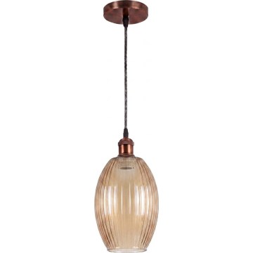 Brilagi - LED Lustr na lanku RETRO GLASS 1xE27/60W/230V pr. 17 cm měděná/kouřová béžová