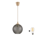 Brilagi - LED Lustr na lanku RETRO GLASS 1xE27/60W/230V pr. 18 cm béžová/kouřová šedá