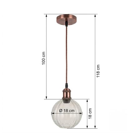 Brilagi - LED Lustr na lanku RETRO GLASS 1xE27/60W/230V pr. 18 cm bílá/čirá