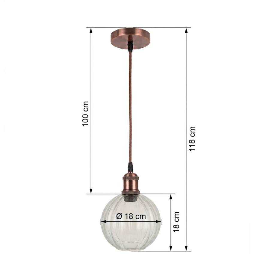 Brilagi - LED Lustr na lanku RETRO GLASS 1xE27/60W/230V pr. 18 cm bílá/čirá