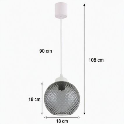 Brilagi - LED Lustr na lanku RETRO GLASS 1xE27/60W/230V pr. 18 cm bílá/kouřová šedá
