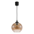 Brilagi - LED Lustr na lanku RETRO GLASS 1xE27/60W/230V pr. 18 cm černá/kouřová hnědá