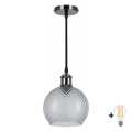 BRILAGI - LED Lustr na lanku RETRO GLASS 1xE27/60W/230V pr. 18 cm černá/kouřová šedá