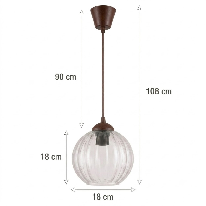 Brilagi - LED Lustr na lanku RETRO GLASS 1xE27/60W/230V pr. 18 cm hnědá/čirá