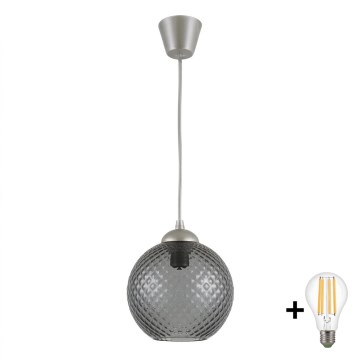 Brilagi - LED Lustr na lanku RETRO GLASS 1xE27/60W/230V pr. 18 cm stříbrná/kouřová šedá