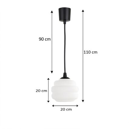 Brilagi - LED Lustr na lanku RETRO GLASS 1xE27/60W/230V pr. 20 cm černá/bílá