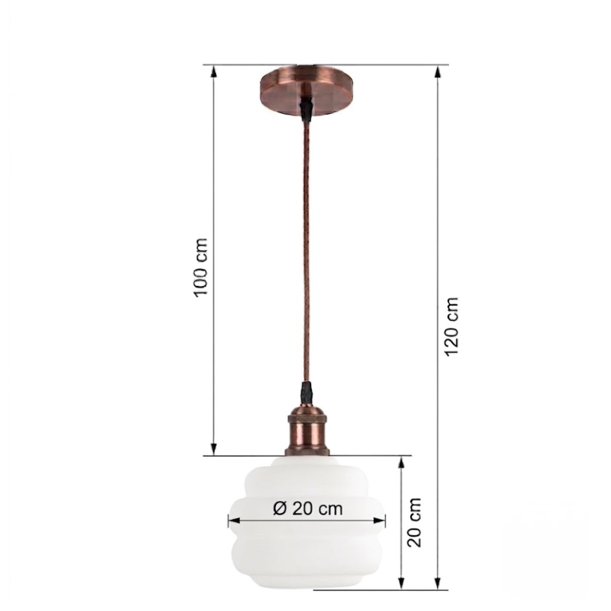 BRILAGI - LED Lustr na lanku RETRO GLASS 1xE27/60W/230V pr. 20 cm měděná/bílá