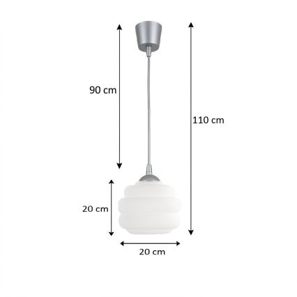 BRILAGI - LED Lustr na lanku RETRO GLASS 1xE27/60W/230V pr. 20 cm stříbrná/bílá