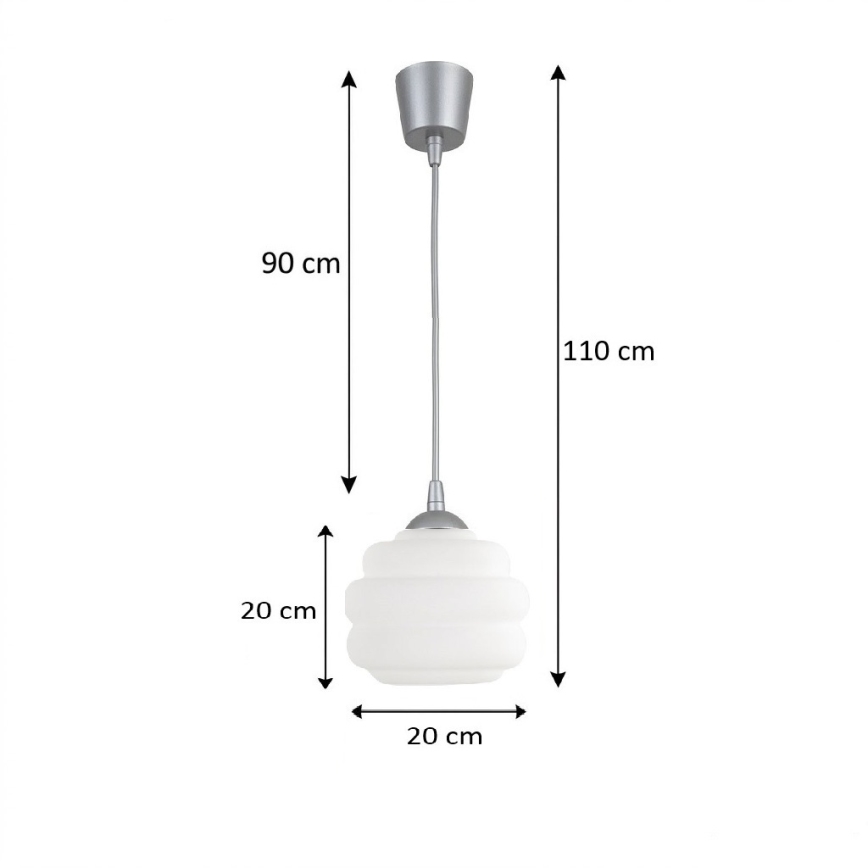BRILAGI - LED Lustr na lanku RETRO GLASS 1xE27/60W/230V pr. 20 cm stříbrná/bílá
