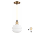 BRILAGI - LED Lustr na lanku RETRO GLASS 1xE27/60W/230V pr. 20 cm zlatá/bílá