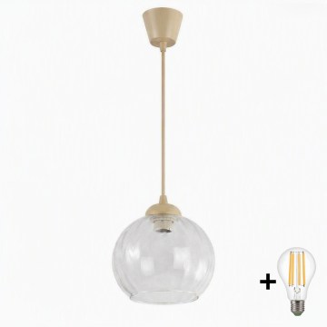 Brilagi - LED Lustr na lanku RETRO GLASS 1xE27/60W/230V pr. 25 cm béžová/čirá
