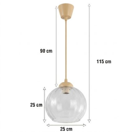 Brilagi - LED Lustr na lanku RETRO GLASS 1xE27/60W/230V pr. 25 cm béžová/čirá