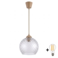 Brilagi - LED Lustr na lanku RETRO GLASS 1xE27/60W/230V pr. 25 cm béžová/kouřová šedá