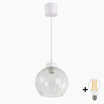 Brilagi - LED Lustr na lanku RETRO GLASS 1xE27/60W/230V pr. 25 cm bílá/čirá
